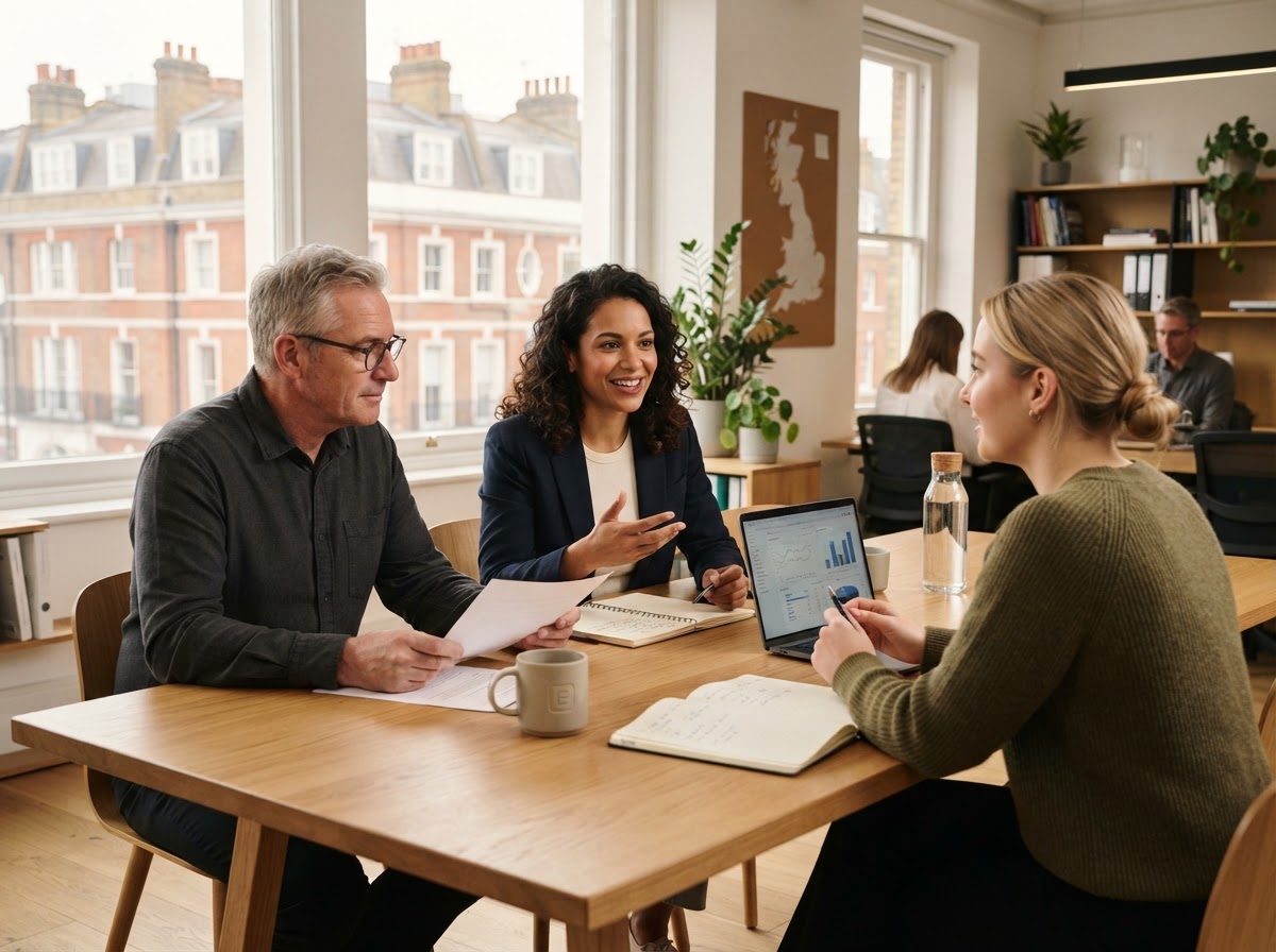 Cryptrade Franchise data analysts reviewing investment models